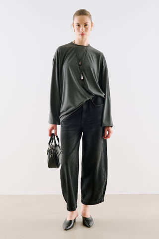 Oversize Long Sleeve T-Shirt Grey Melange