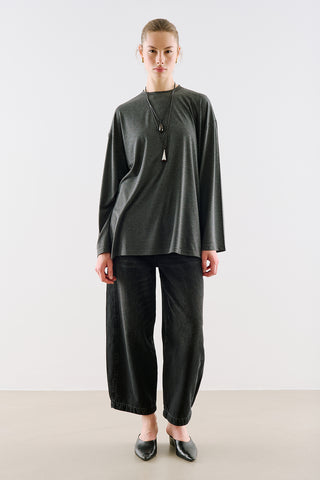 Oversize Long Sleeve T-Shirt Grey Melange