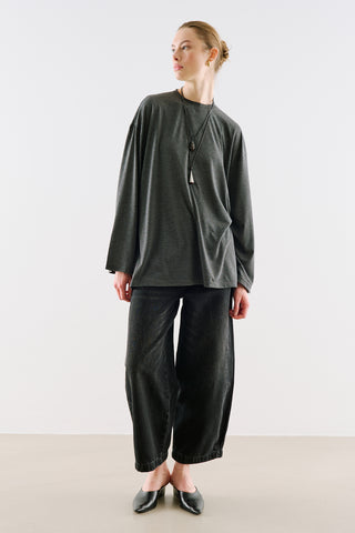 Oversize Long Sleeve T-Shirt Grey Melange
