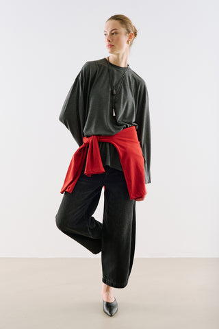 Oversize Long Sleeve T-Shirt Grey Melange