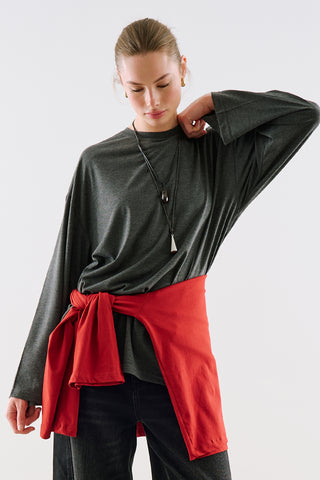 Oversize Long Sleeve T-Shirt Grey Melange