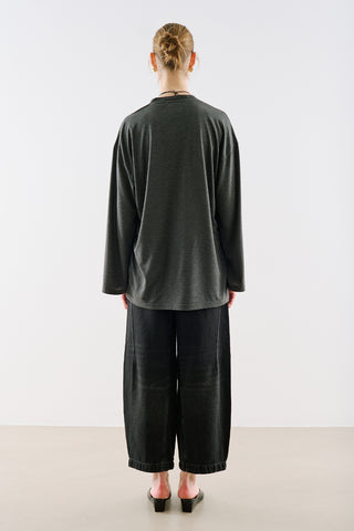 Oversize Long Sleeve T-Shirt Grey Melange