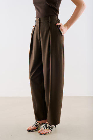 Collection Barrel-Leg Trousers Dark Brown