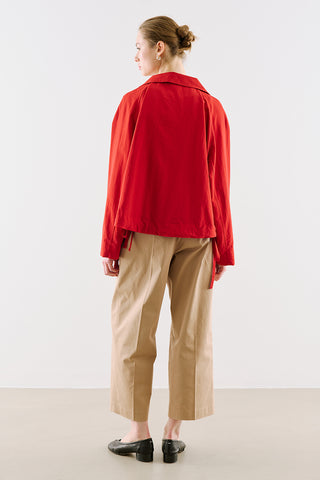 Technical Fabric Buttoned Bomber Jacket Red