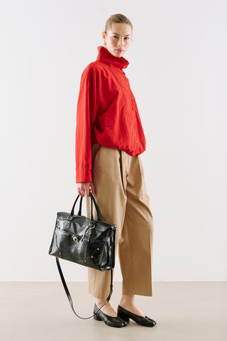Technical Fabric Buttoned Bomber Jacket Red