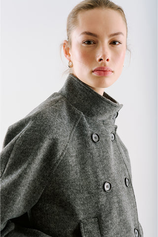 Premium Cropped Double Breasted Jacket Anthracite