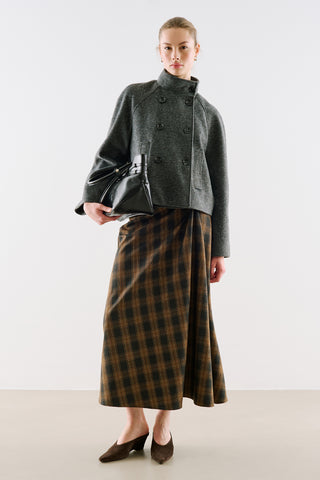Premium Cropped Double Breasted Jacket Anthracite