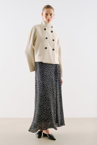 Premium Cropped Double Breasted Jacket Beige