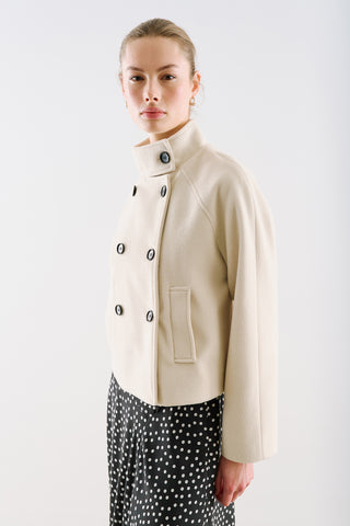 Premium Cropped Double Breasted Jacket Beige