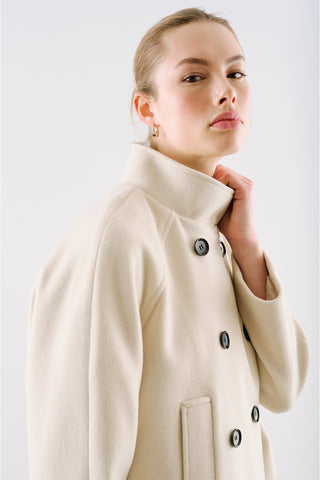 Premium Cropped Double Breasted Jacket Beige