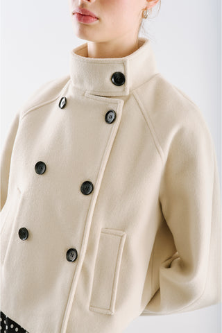 Premium Cropped Double Breasted Jacket Beige