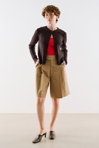 Cable-Knit Cardigan Dark Brown