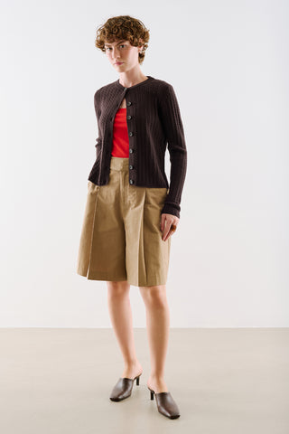 Cable-Knit Cardigan Dark Brown