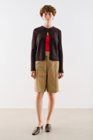 Cable-Knit Cardigan Dark Brown