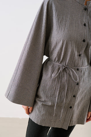 Wide Sleeve Belted Tunic Black