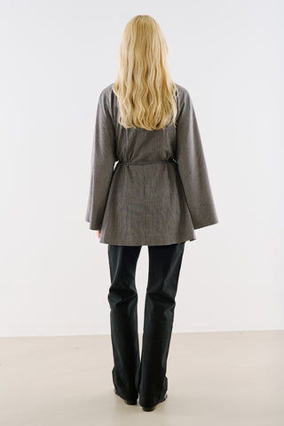 Wide Sleeve Belted Tunic Black