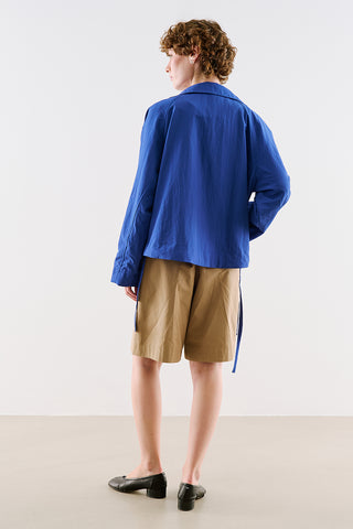 Technical Fabric Buttoned Bomber Jacket Blue