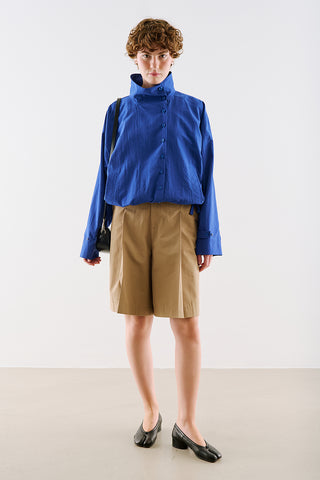 Technical Fabric Buttoned Bomber Jacket Blue