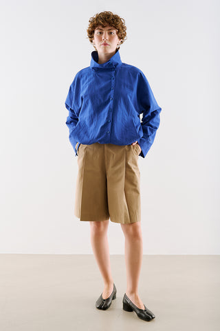 Technical Fabric Buttoned Bomber Jacket Blue