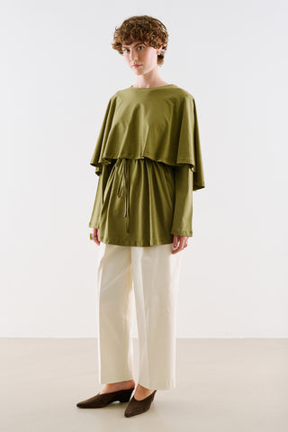 Cape Style Belted Tunic Green