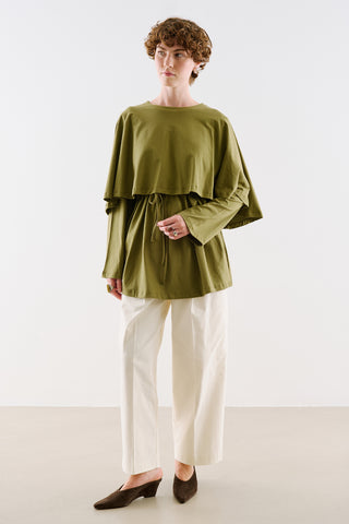 Cape Style Belted Tunic Green