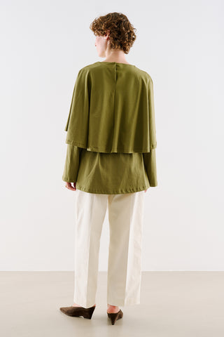 Cape Style Belted Tunic Green