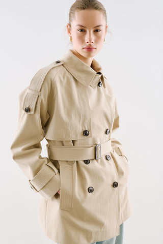 North Belted Double Breasted Trench Coat Beige