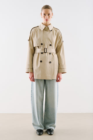 North Belted Double Breasted Trench Coat Beige