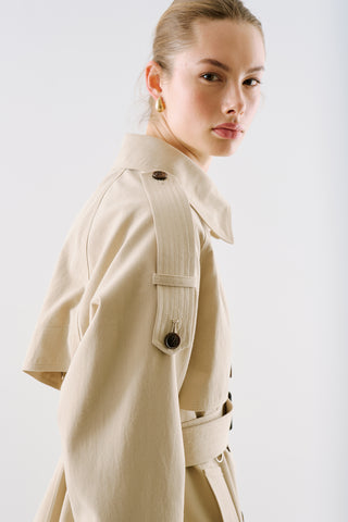North Belted Double Breasted Trench Coat Beige