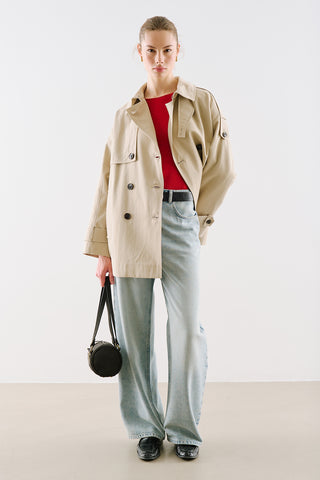 North Belted Double Breasted Trench Coat Beige