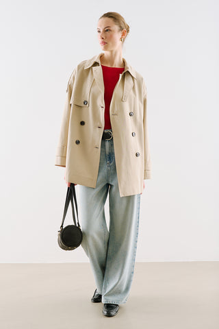 North Belted Double Breasted Trench Coat Beige