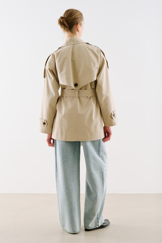 North Belted Double Breasted Trench Coat Beige