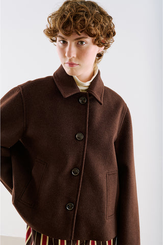 Premium Single Breasted Coat Dark Brown