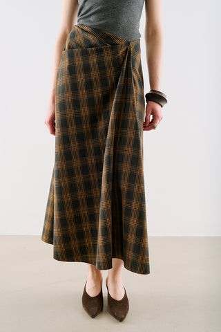 Draped Pleated Waist Skirt Grey