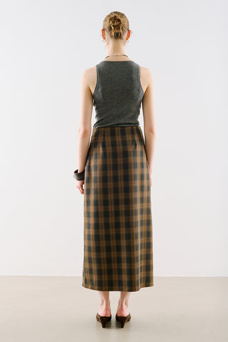Draped Pleated Waist Skirt Grey