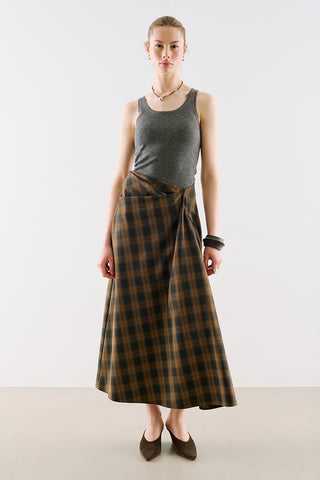 Draped Pleated Waist Skirt Grey