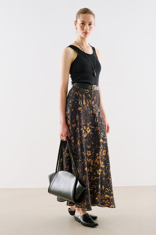 Asymmetric Maxi Skirt Flower
