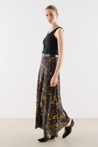 Asymmetric Maxi Skirt Flower