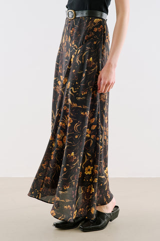 Asymmetric Maxi Skirt Flower