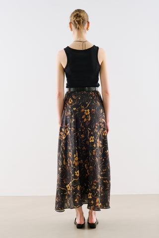 Asymmetric Maxi Skirt Flower