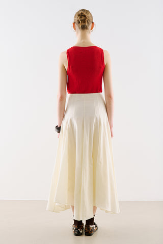 Asymmetric Draped Cotton Skirt Ecru