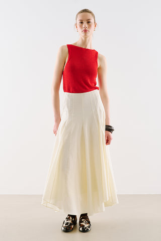 Asymmetric Draped Cotton Skirt Ecru