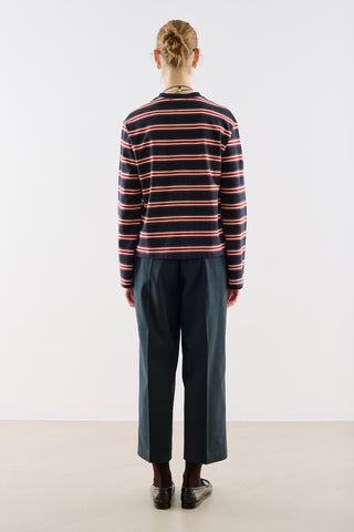 Striped Regular Fit Long Sleeve T Shirt Navy Blue