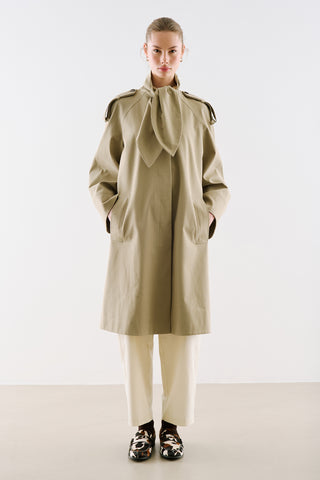 Tie Neck Trench Coat Sand