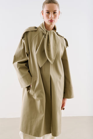 Tie Neck Trench Coat Sand