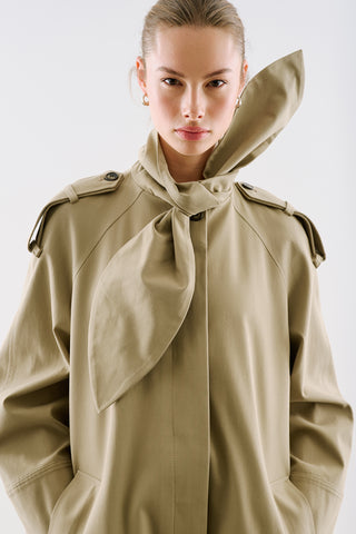 Tie Neck Trench Coat Sand