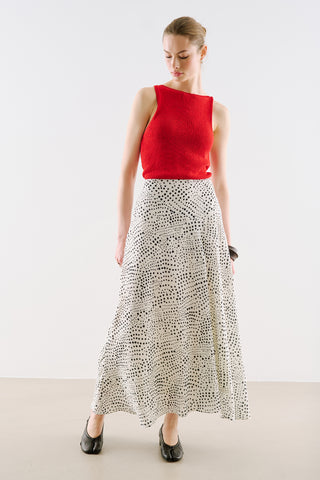 Asymmetric Maxi Skirt Polka Dots Black