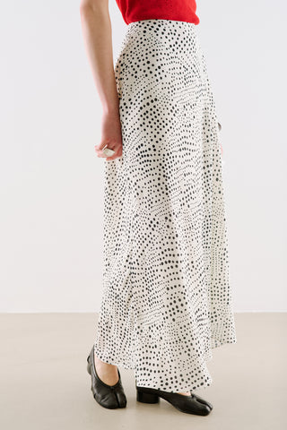 Asymmetric Maxi Skirt Polka Dots Black
