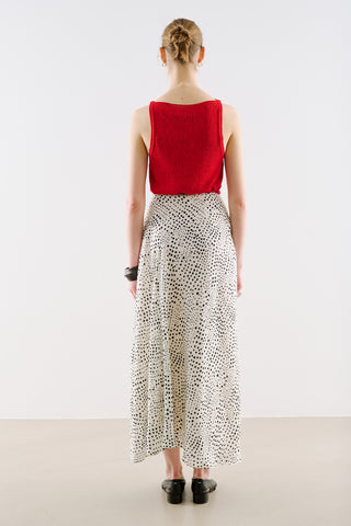 Asymmetric Maxi Skirt Polka Dots Black