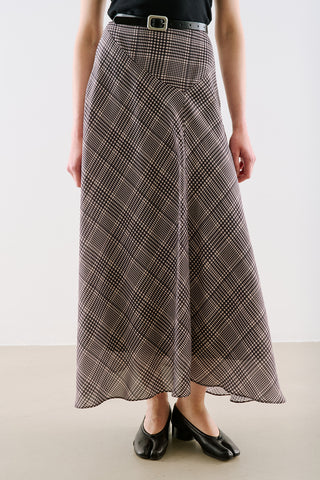 Asymmetric Maxi Skirt Plaid